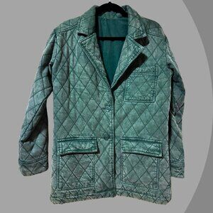 Teal Quilted Women's Blazer, Small